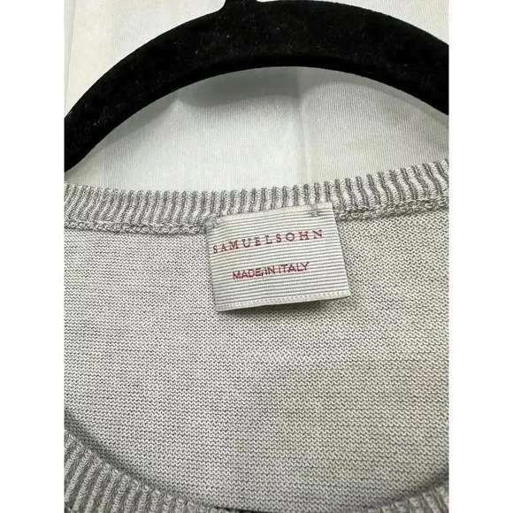 Samuelsohn Men's Small Lightweight Cotton Crew Neck Pullover Knit Sweater Grey - Picture 4 of 8